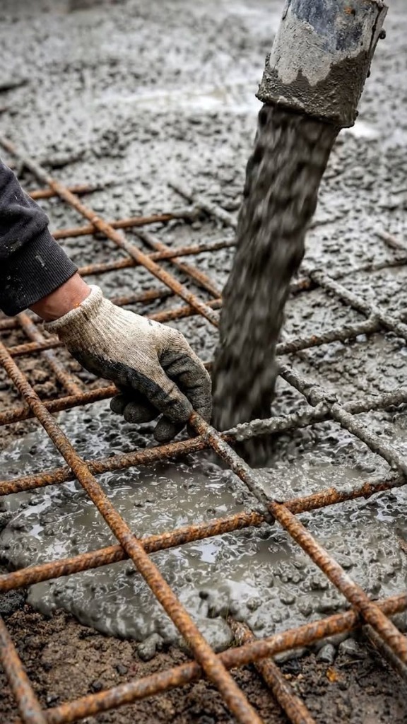 On-Site Volumetric Ready Mix Concrete Placing Over Steel Mesh Epsom